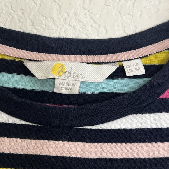 Boden Women’s Cotton Jersey T-shirt Dress Size US 4R Rainbow Stripe Pockets Aa17 - Picture 9 of 9